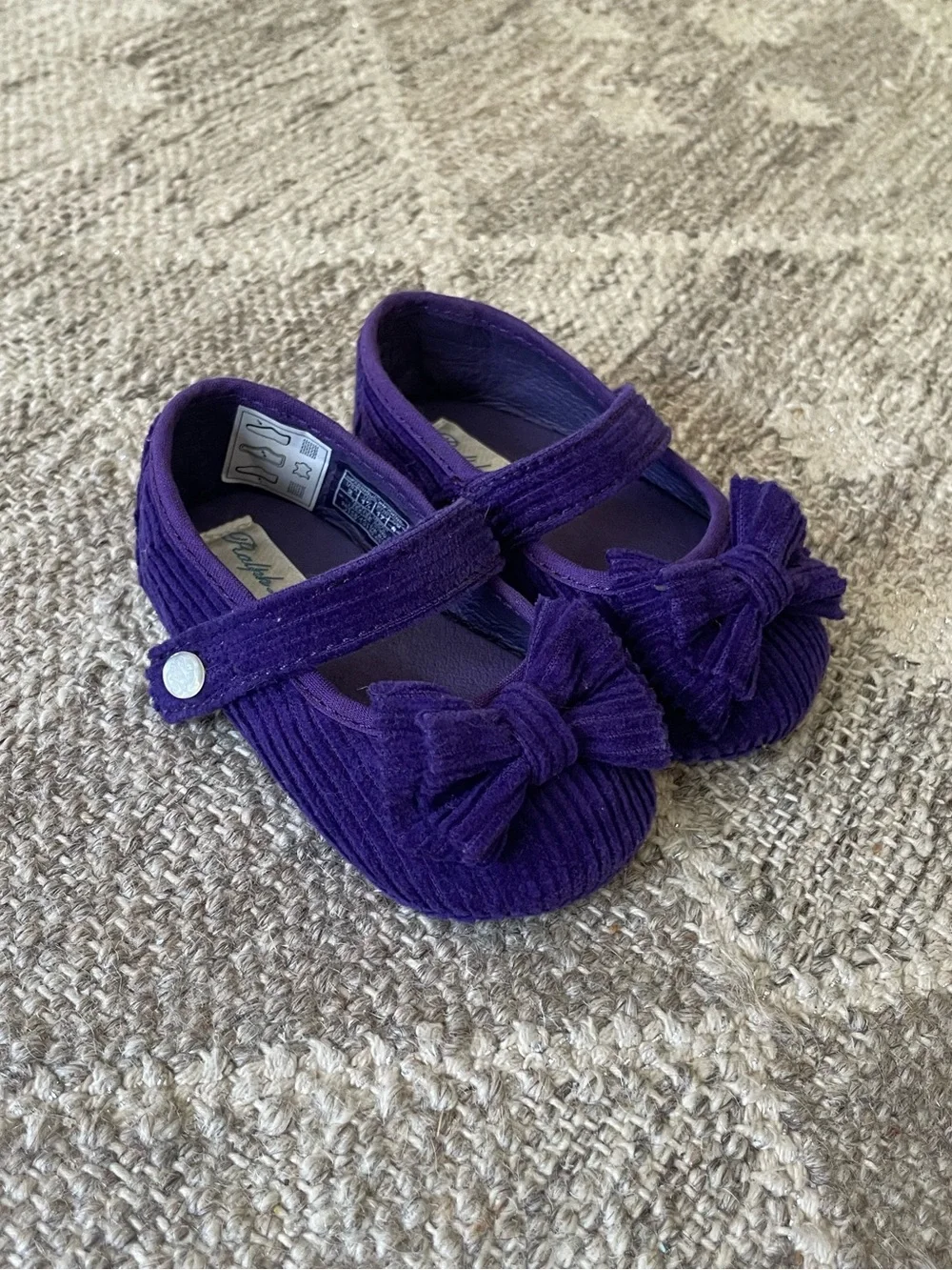 Ralph Lauren Purple Corduroy Mary Jane Baby Shoes with Bow